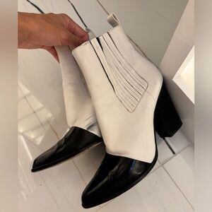 RARE Kenzo White Leather Heeled Ankle Boot Sz 41